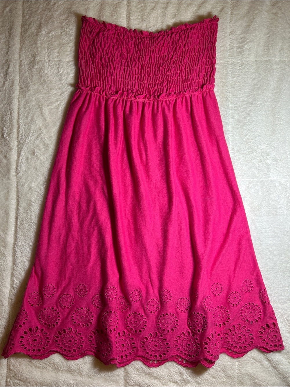 Y2K Pink Smocked Strapless Dress 💖 Summer Fairycore 💕 100% Cotton